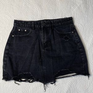 Black Denim Mini Skirt